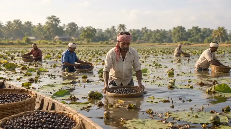 harvesting-of-makhana-seeds