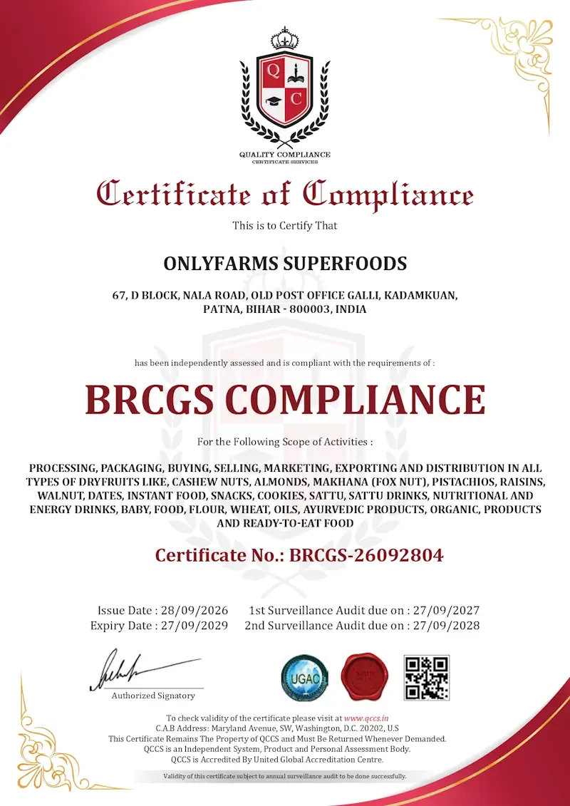 BRC Global Standard Certified OnlyFarms Superfoods page 0001