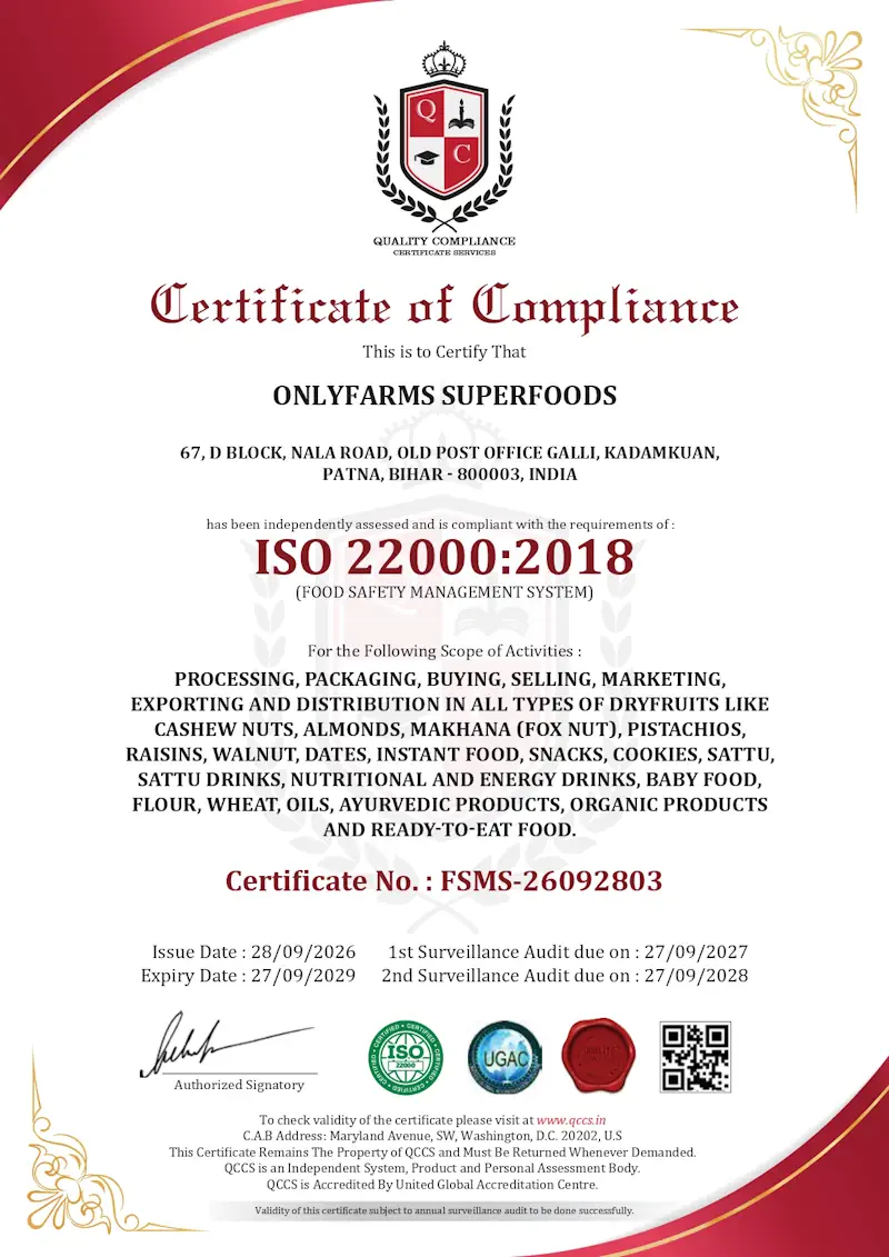 ISO 22000 Certified OnlyFarms Superfoods page 0001